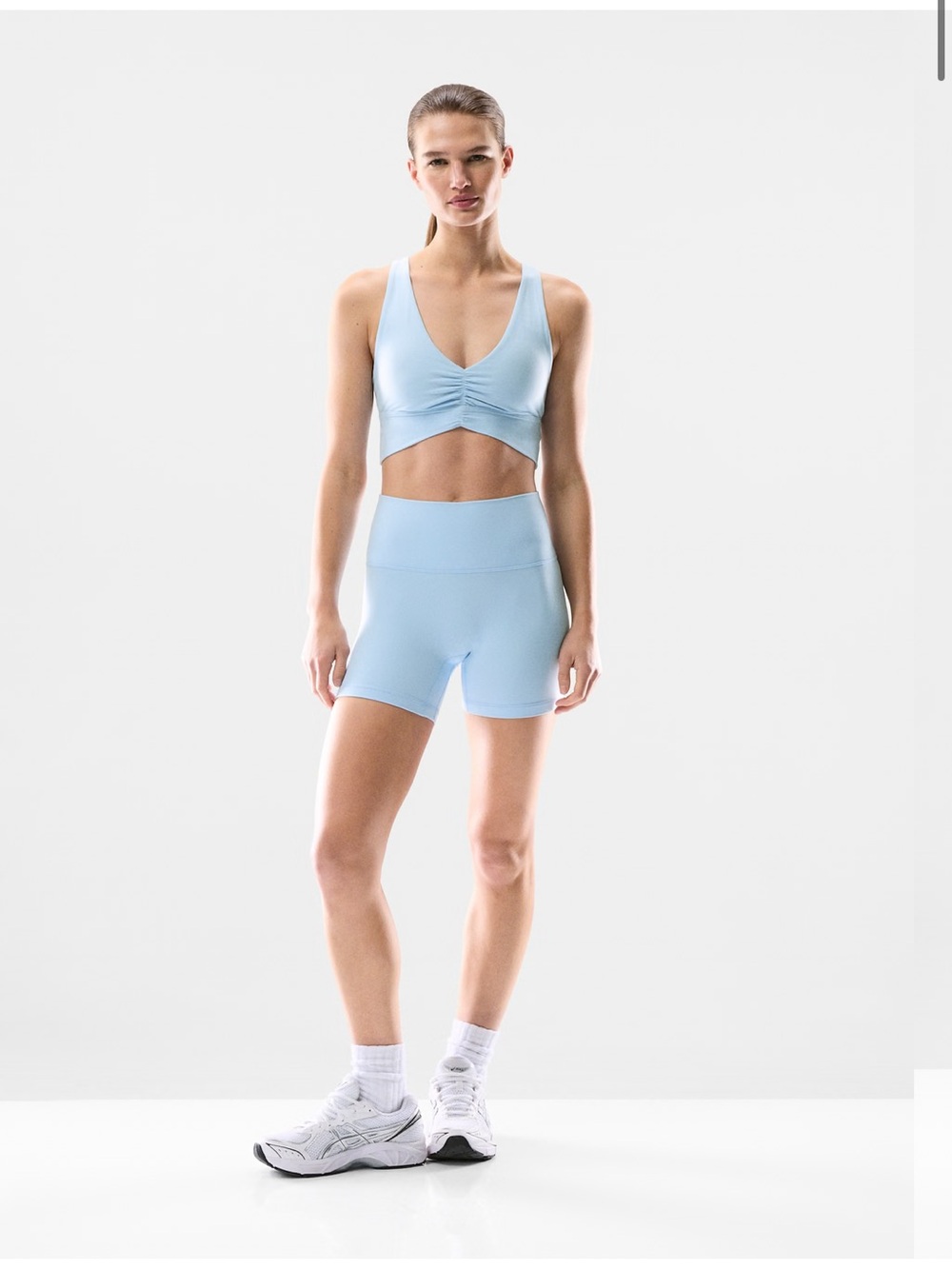Aritzia Light Blue High-Rise Athletic Bike Shorts